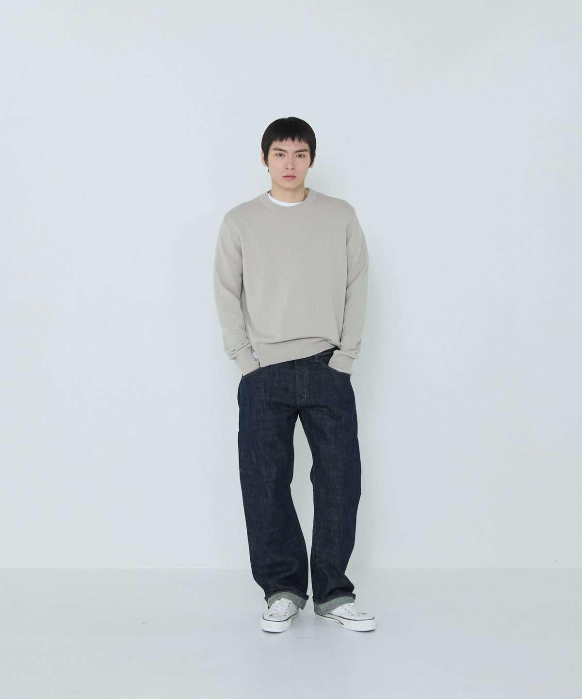 더씽인데어데어(THE THING IN THEIR THERE) Composed Slit Knit Sand