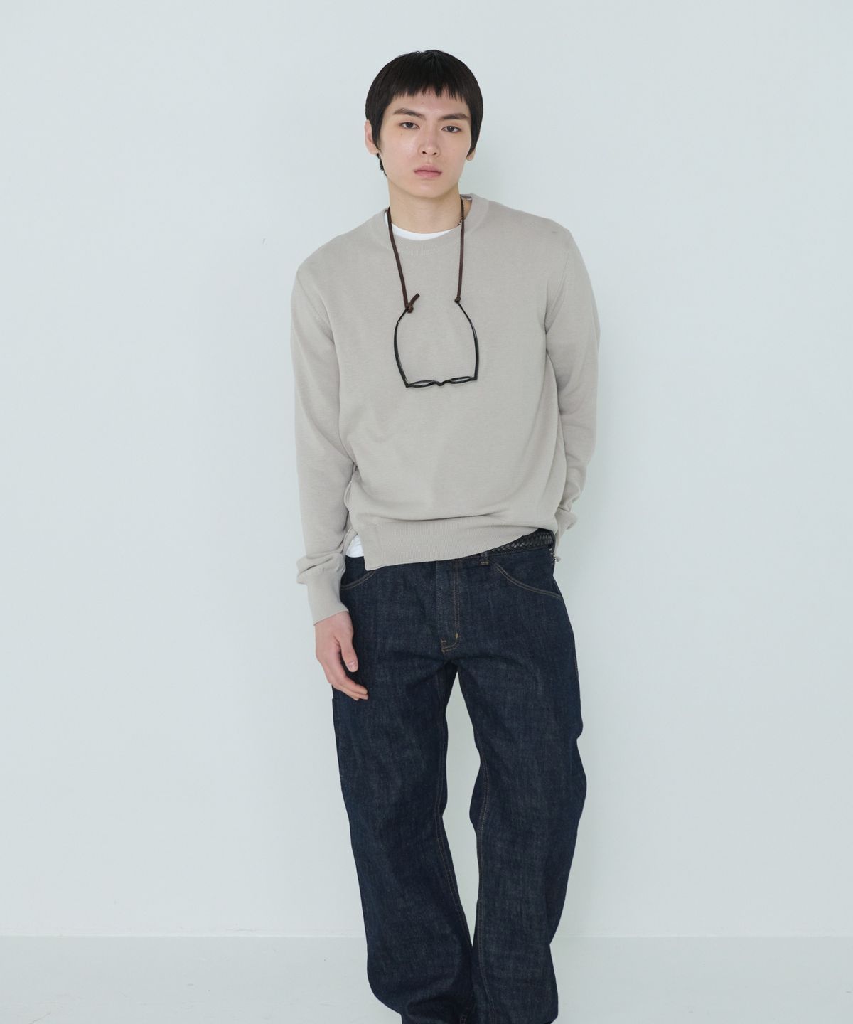 더씽인데어데어(THE THING IN THEIR THERE) Composed Slit Knit Sand