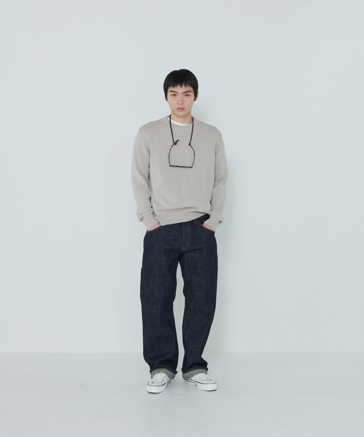 더씽인데어데어(THE THING IN THEIR THERE) Composed Slit Knit Sand