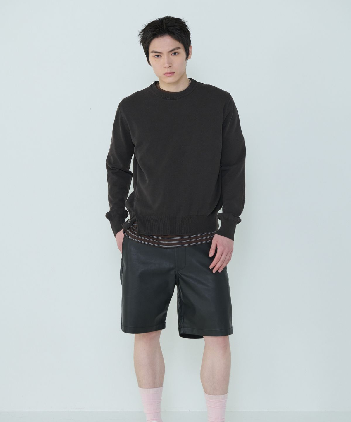 더씽인데어데어(THE THING IN THEIR THERE) Composed Slit Knit Brown
