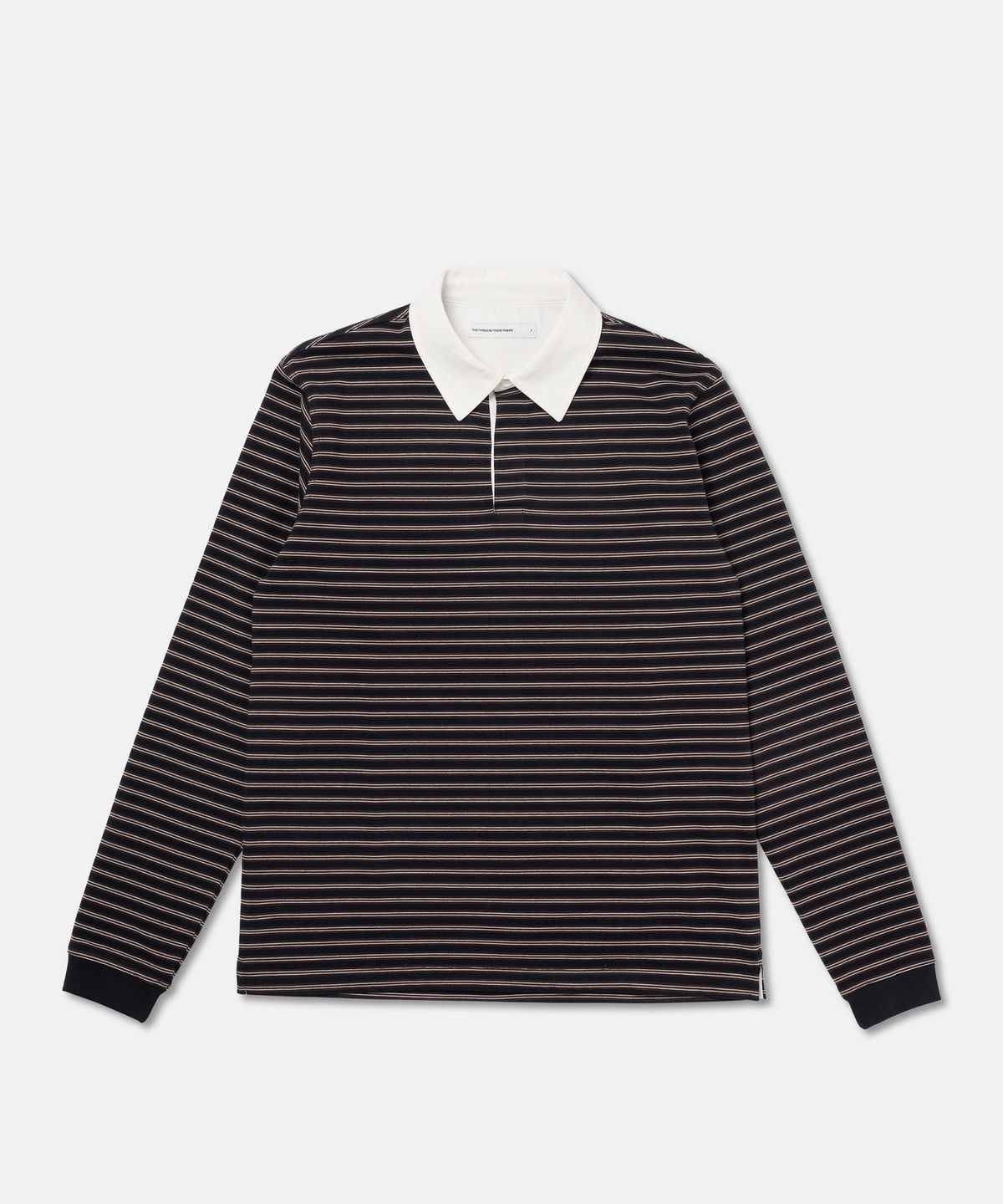 더씽인데어데어(THE THING IN THEIR THERE) Narrow Stripe Rugby Shirts Black