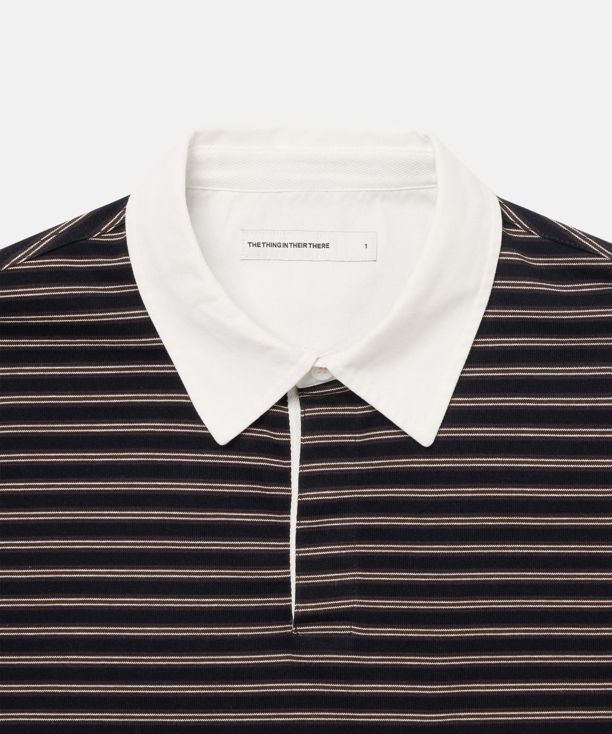 더씽인데어데어(THE THING IN THEIR THERE) Narrow Stripe Rugby Shirts Black
