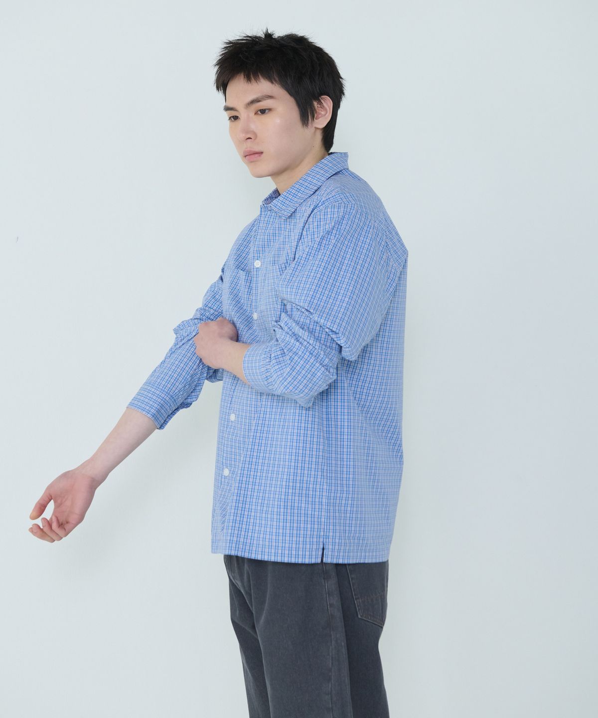 더씽인데어데어(THE THING IN THEIR THERE) Composed Multi Check Shirt