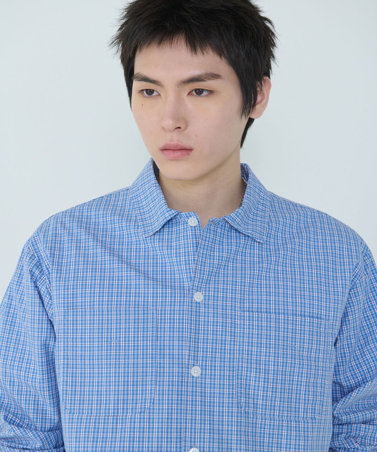 더씽인데어데어(THE THING IN THEIR THERE) Composed Multi Check Shirt
