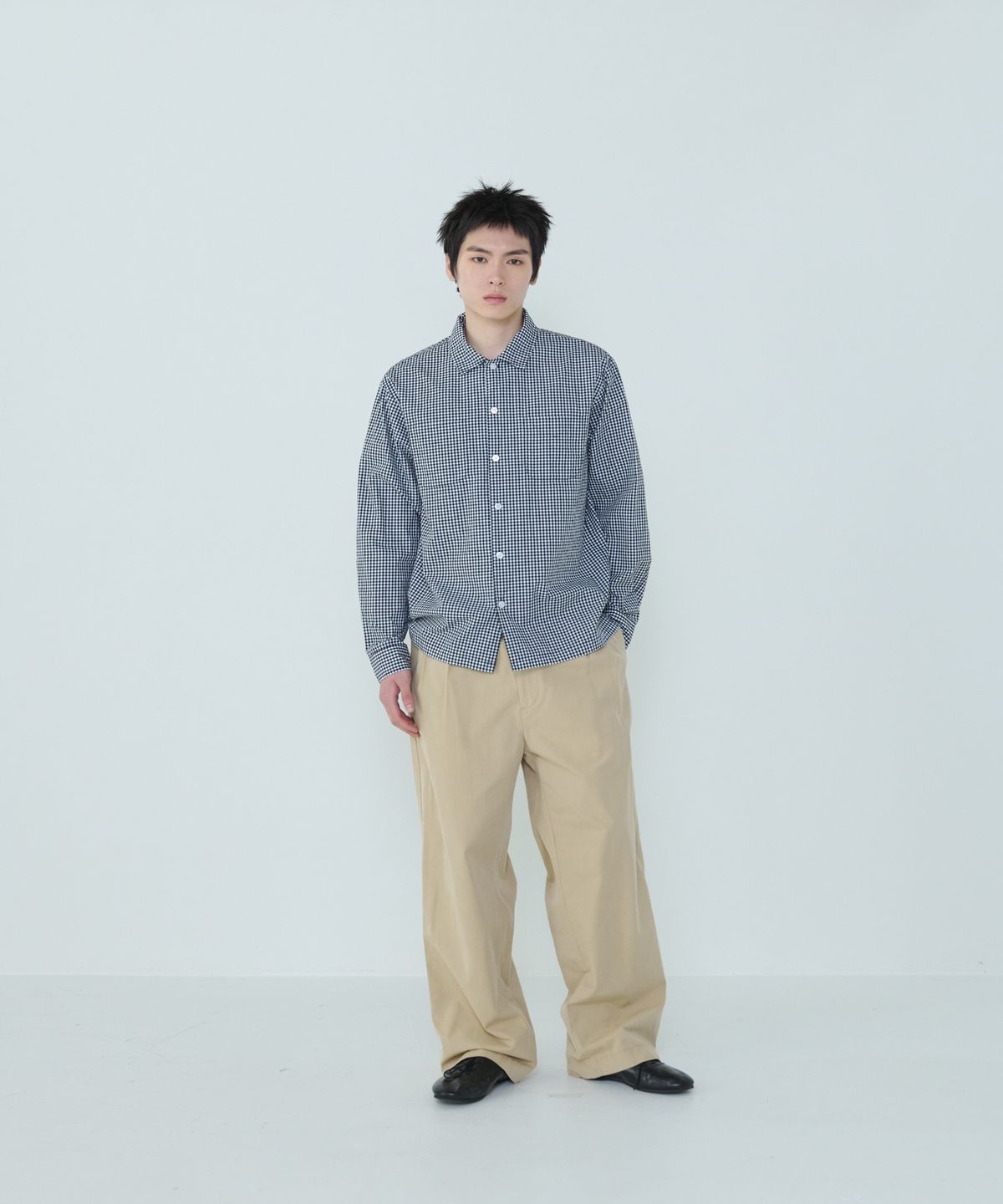 더씽인데어데어(THE THING IN THEIR THERE) Composed Gingham Check Shirt