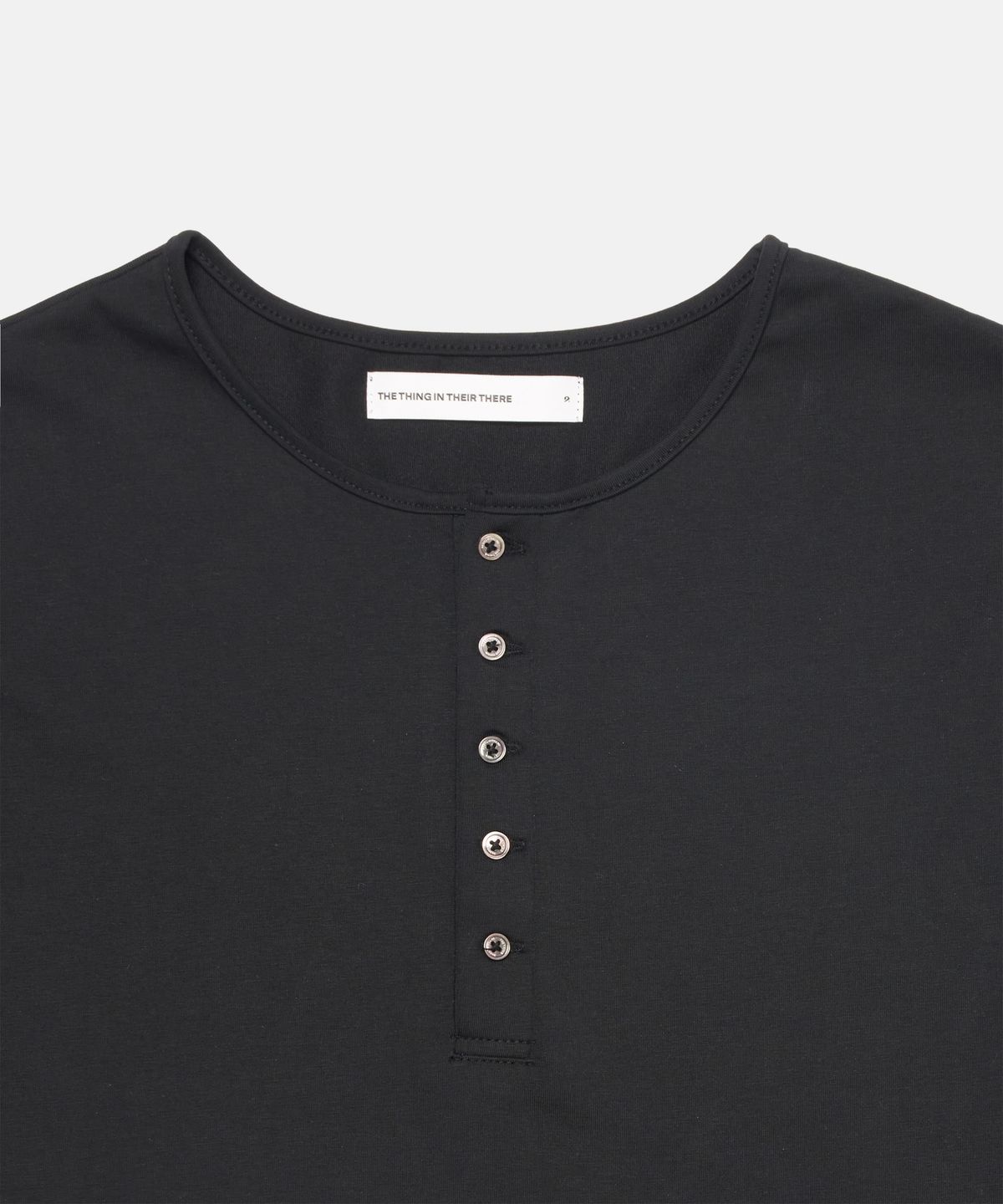 더씽인데어데어(THE THING IN THEIR THERE) Henley Long Sleeve T-Shirt Black