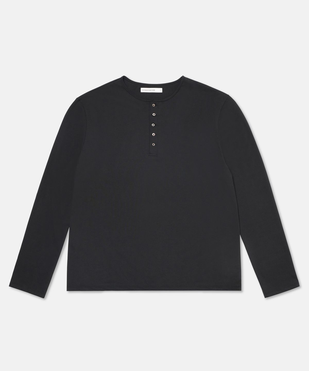 더씽인데어데어(THE THING IN THEIR THERE) Henley Long Sleeve T-Shirt Black