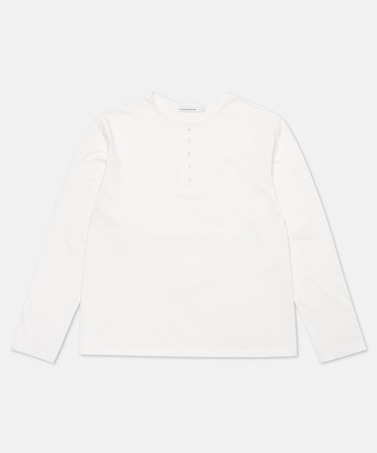더씽인데어데어(THE THING IN THEIR THERE) Henley Long Sleeve T-Shirt O/White