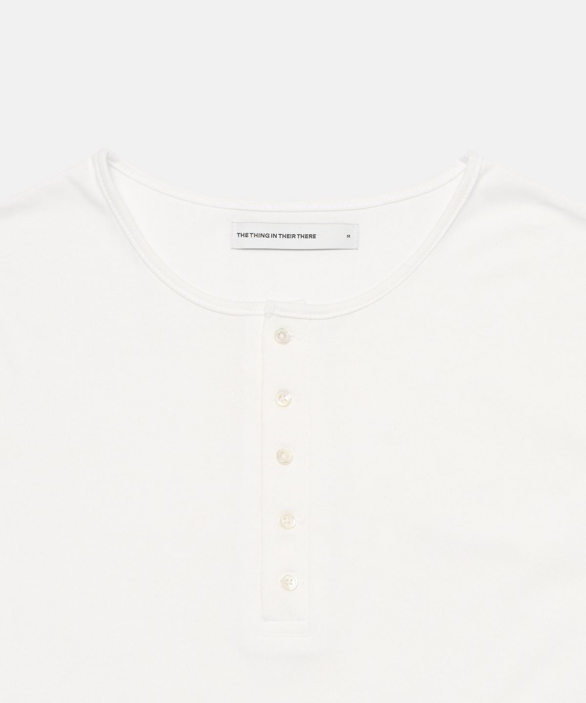더씽인데어데어(THE THING IN THEIR THERE) Henley Long Sleeve T-Shirt O/White
