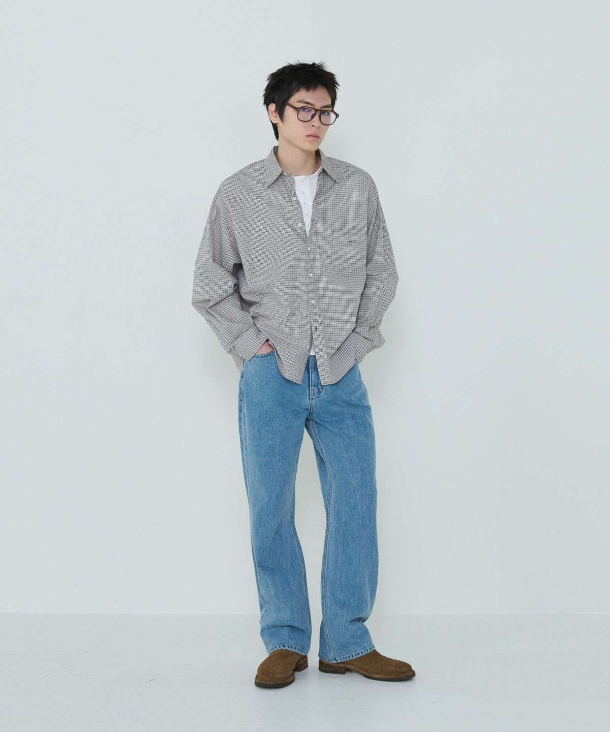 더씽인데어데어(THE THING IN THEIR THERE) Signature Denim Washed Blue