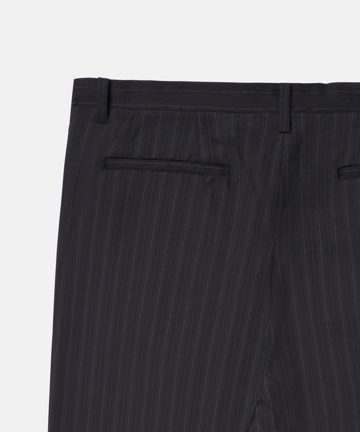 더씽인데어데어(THE THING IN THEIR THERE) Fine Pinstripe Straight Wide Slacks Black