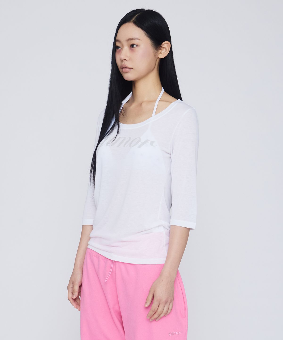 기머(GIMOR) Lazy 3/4 Sleeve Tee White