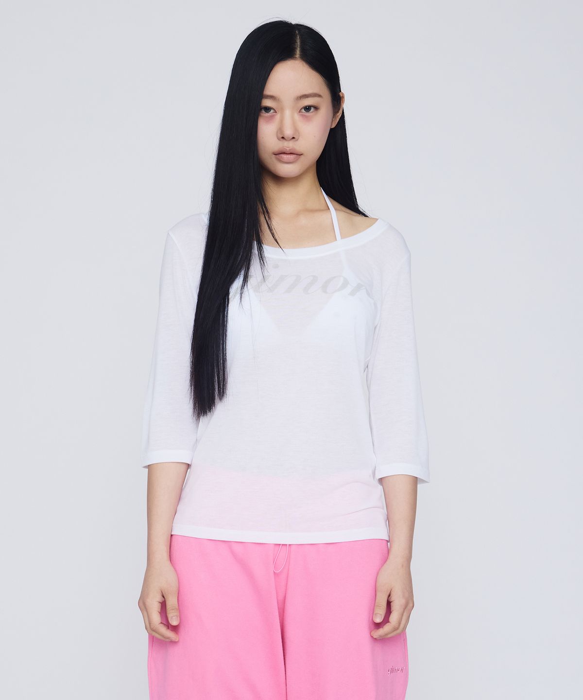 기머(GIMOR) Lazy 3/4 Sleeve Tee White