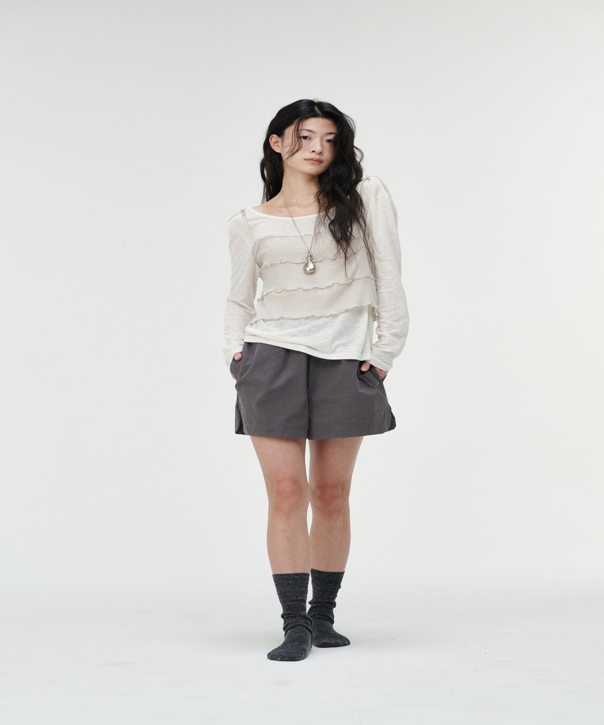 까롯(CARROTTE) Natural Linen Blend Printed T-shirt, White