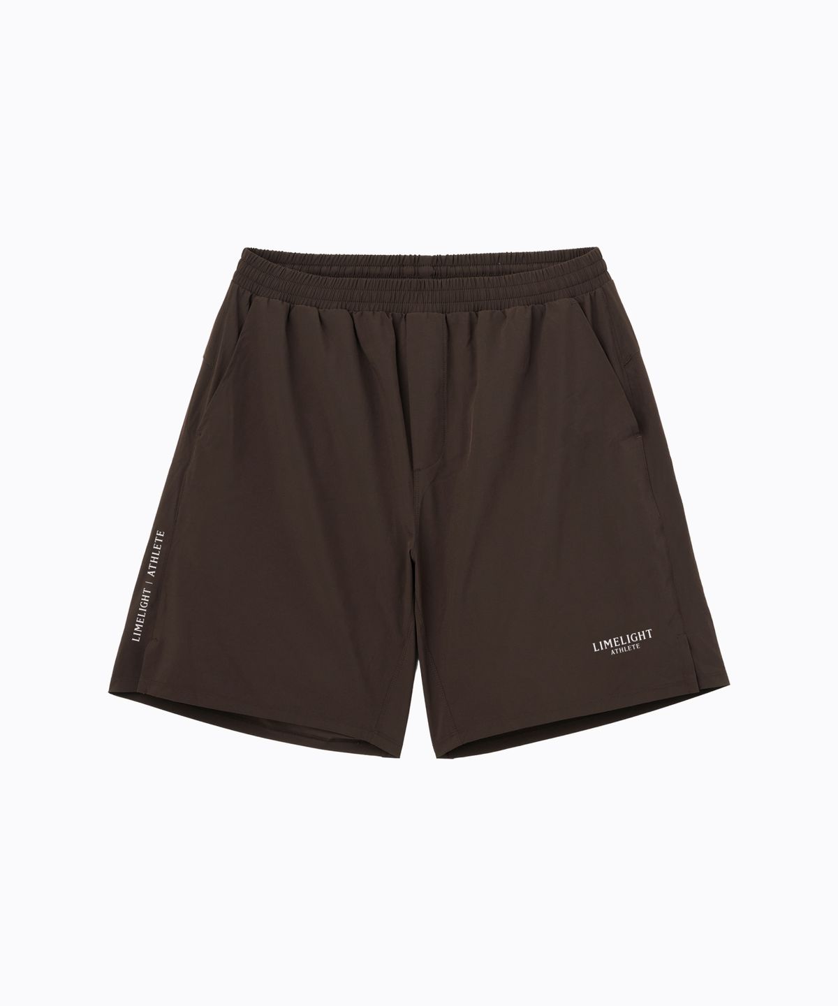 라임라잇 어패럴(LIMELIGHT APPAREL) 애슬릿 스몰 로고 라이너 쇼츠 (브라운/화이트)