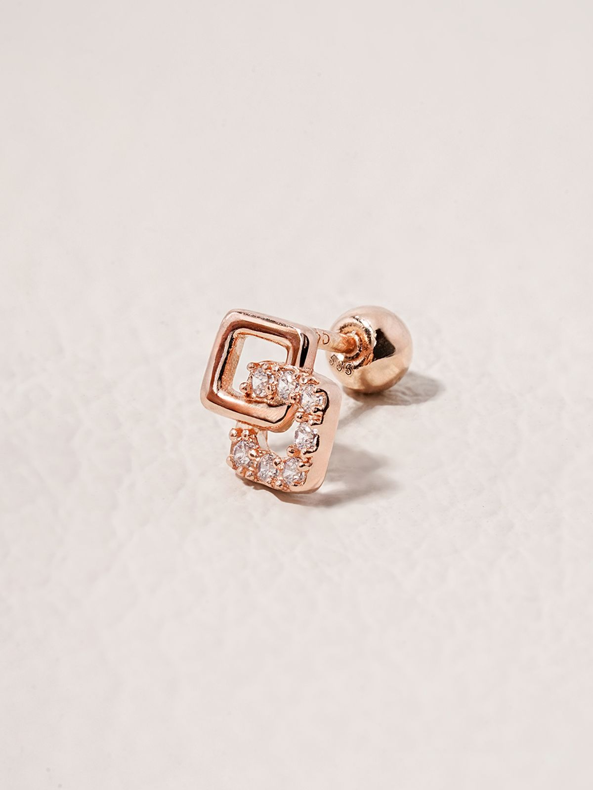 미니멀피어싱(MINIMALPIERCING) 14K 스퀘어 레이어 큐빅 피어싱 귀걸이