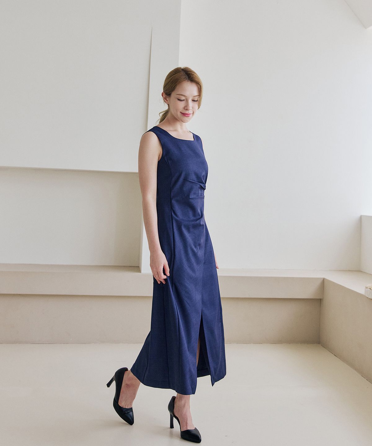 벨르마(BELLEMA) draped wrap sleeveless dress
