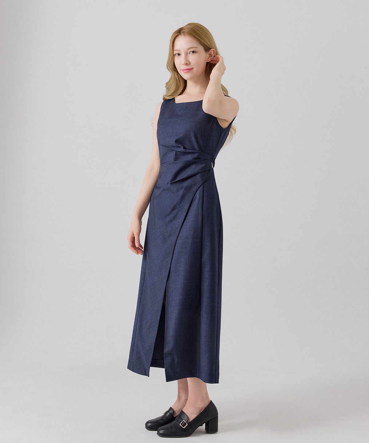 벨르마(BELLEMA) draped wrap sleeveless dress