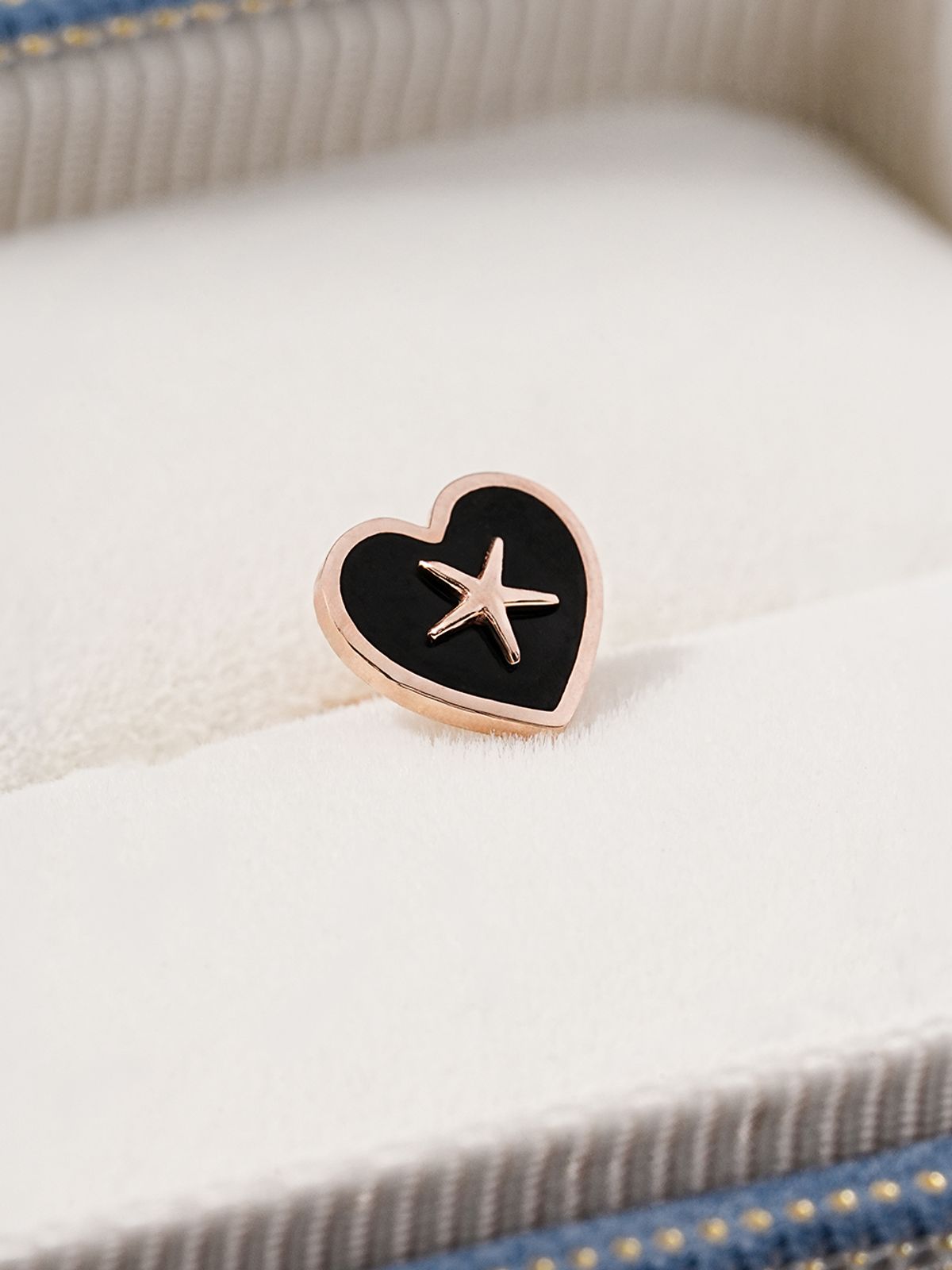 미니멀피어싱(MINIMALPIERCING) 14K 블랙 하트 스타 피어싱 귀걸이