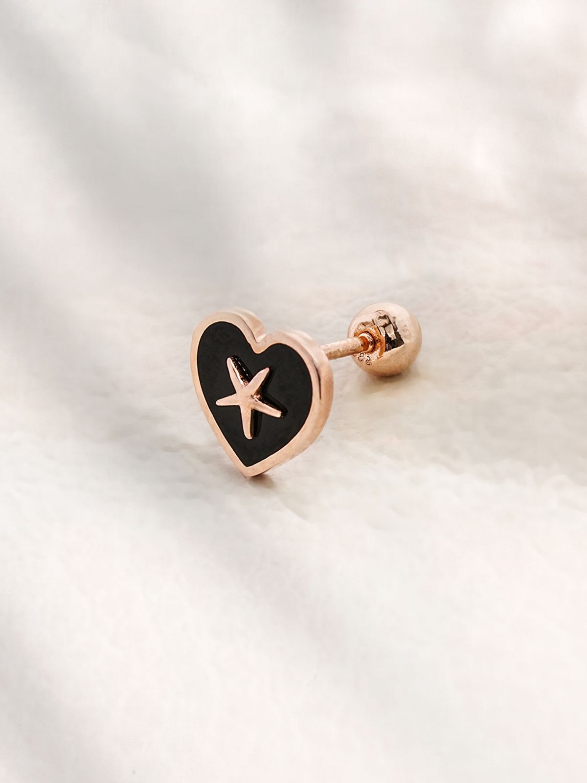 미니멀피어싱(MINIMALPIERCING) 14K 블랙 하트 스타 피어싱 귀걸이
