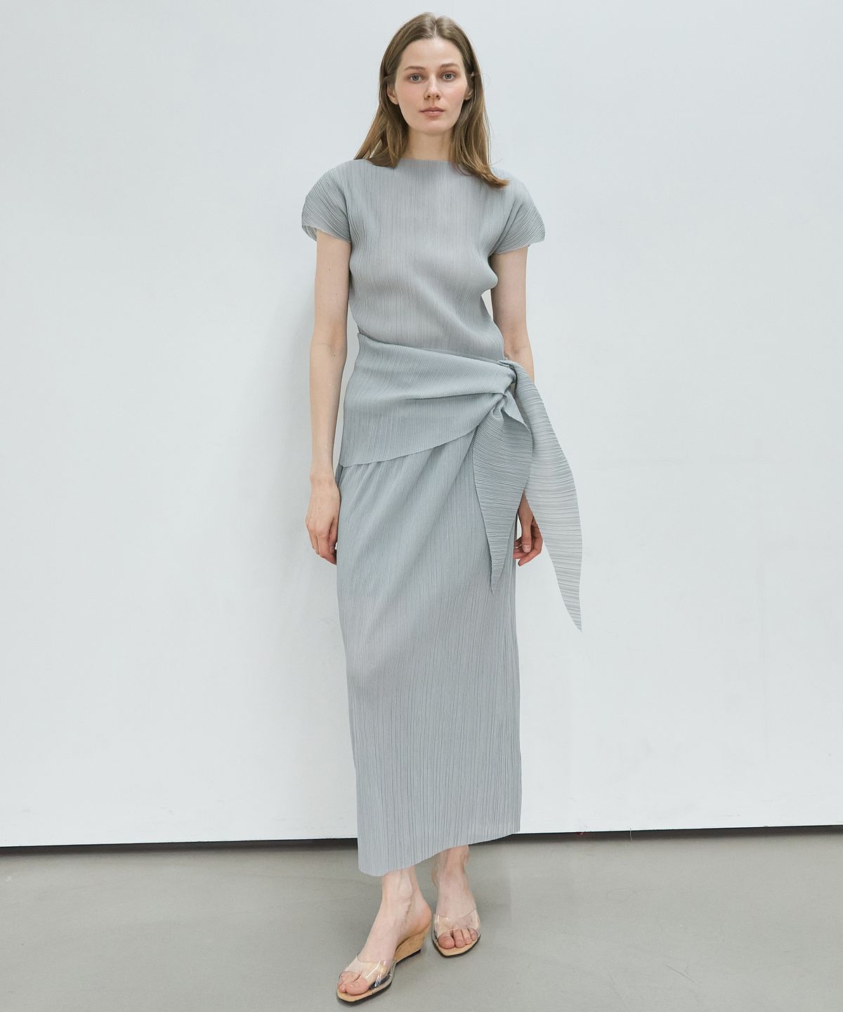 누토프(NUTOFFE) Pleated wrap Set_Blue Gray