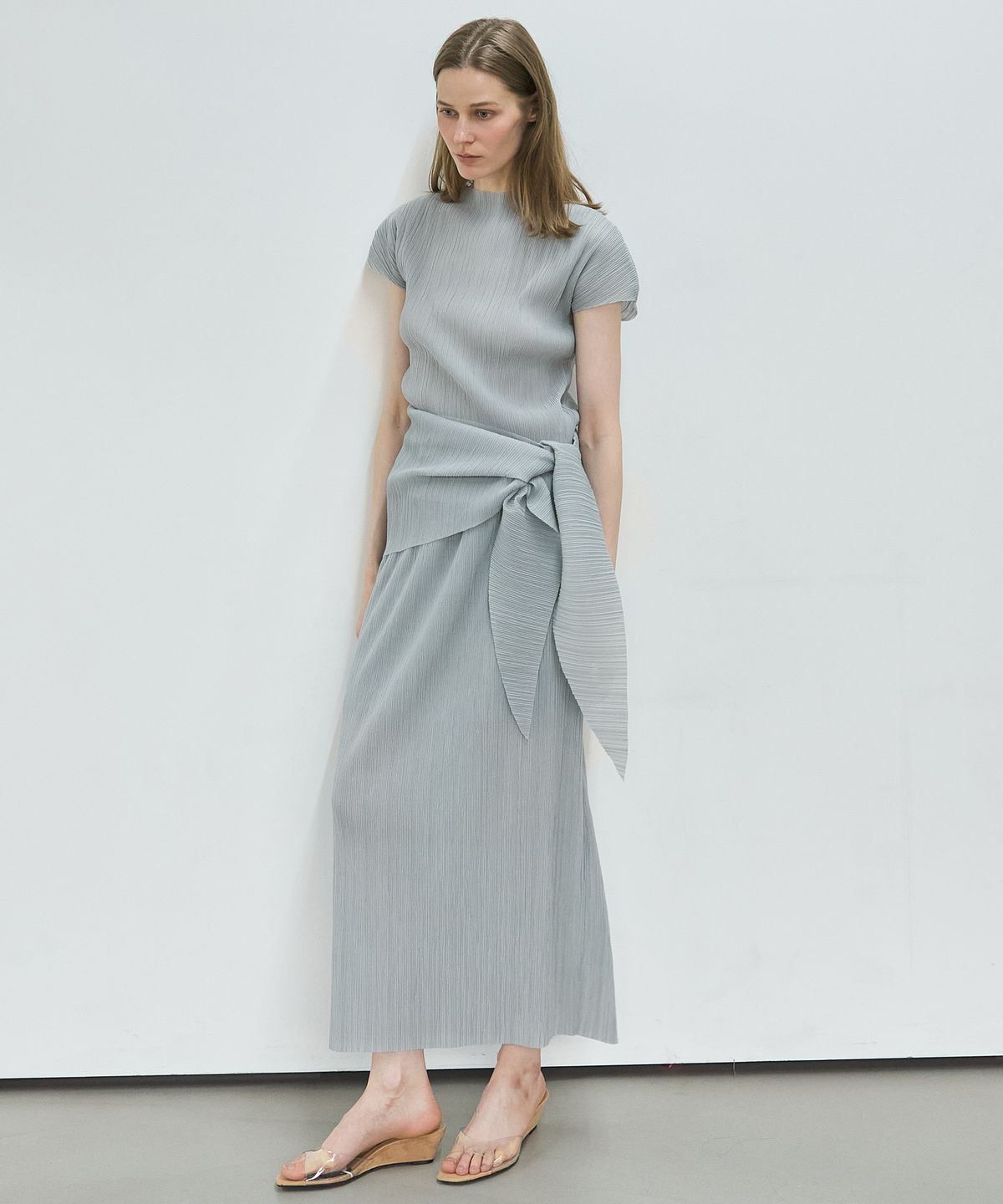 누토프(NUTOFFE) Pleated wrap Set_Blue Gray