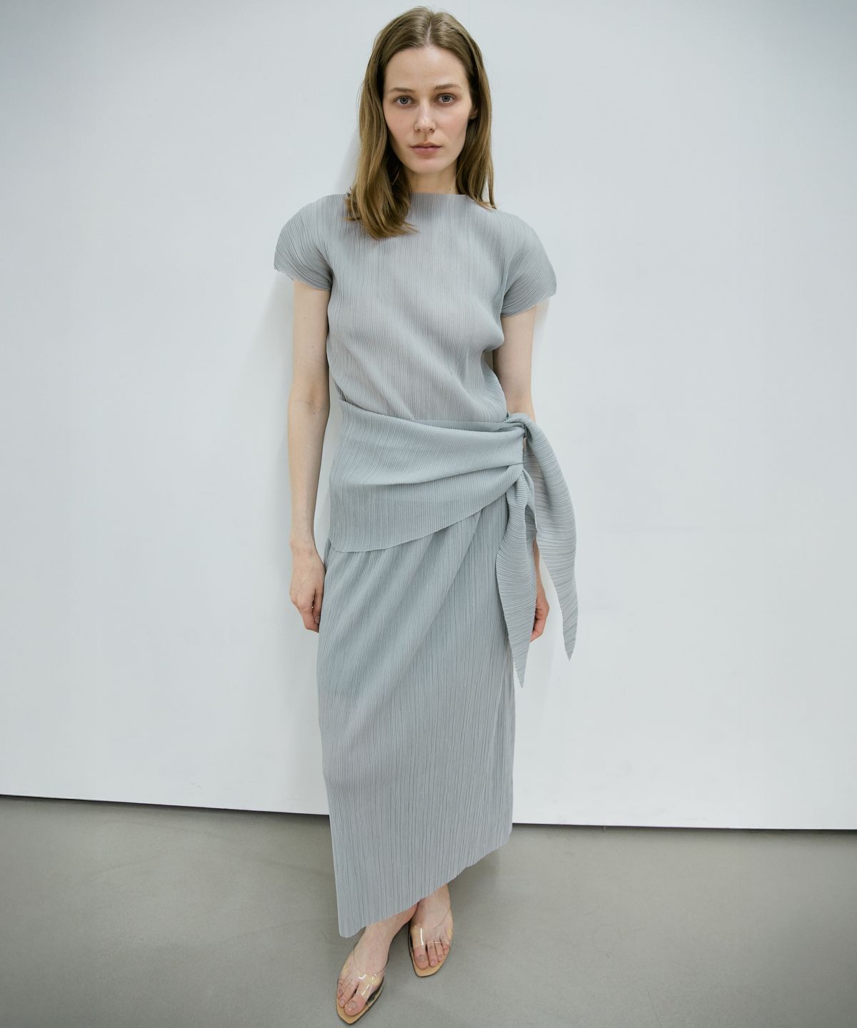 누토프(NUTOFFE) Pleated wrap Set_Blue Gray