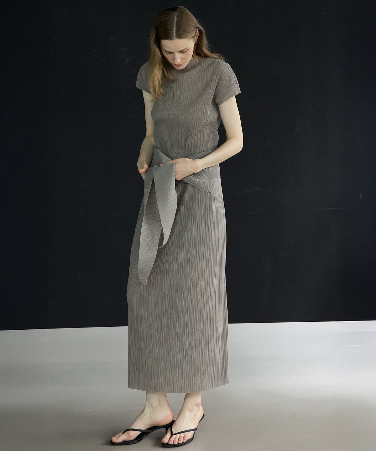 누토프(NUTOFFE) Pleated wrap Set_Etoupe