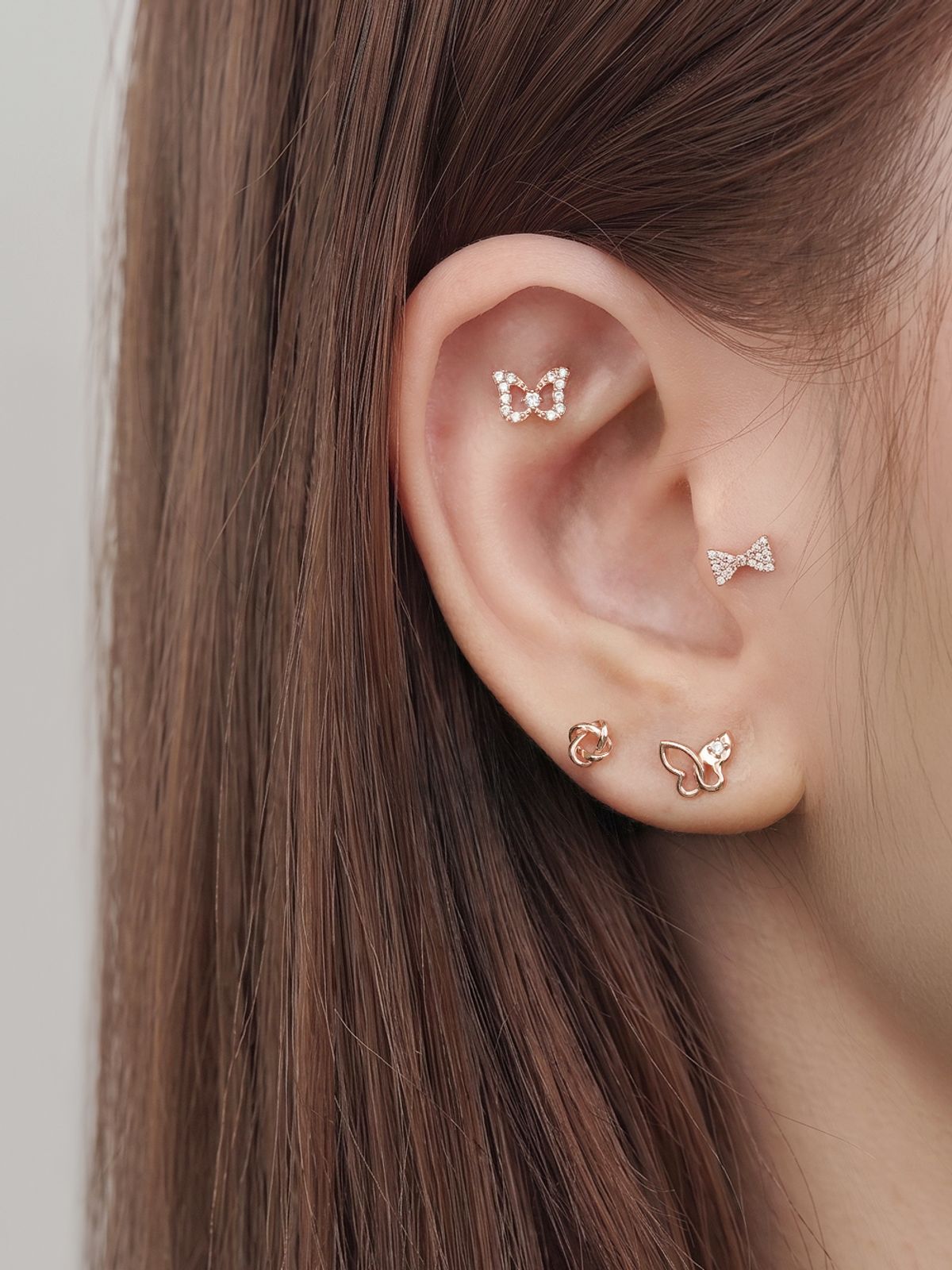미니멀피어싱(MINIMALPIERCING) 14K 글로우 나비 큐빅 피어싱 귀걸이