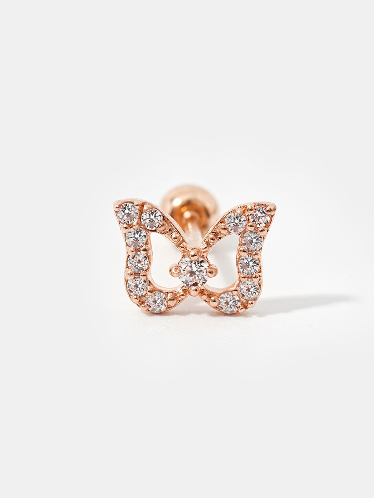 미니멀피어싱(MINIMALPIERCING) 14K 글로우 나비 큐빅 피어싱 귀걸이