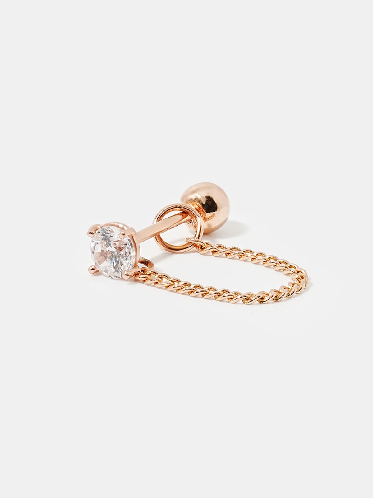 미니멀피어싱(MINIMALPIERCING) 14K 체인 링크 큐빅 피어싱 귀걸이
