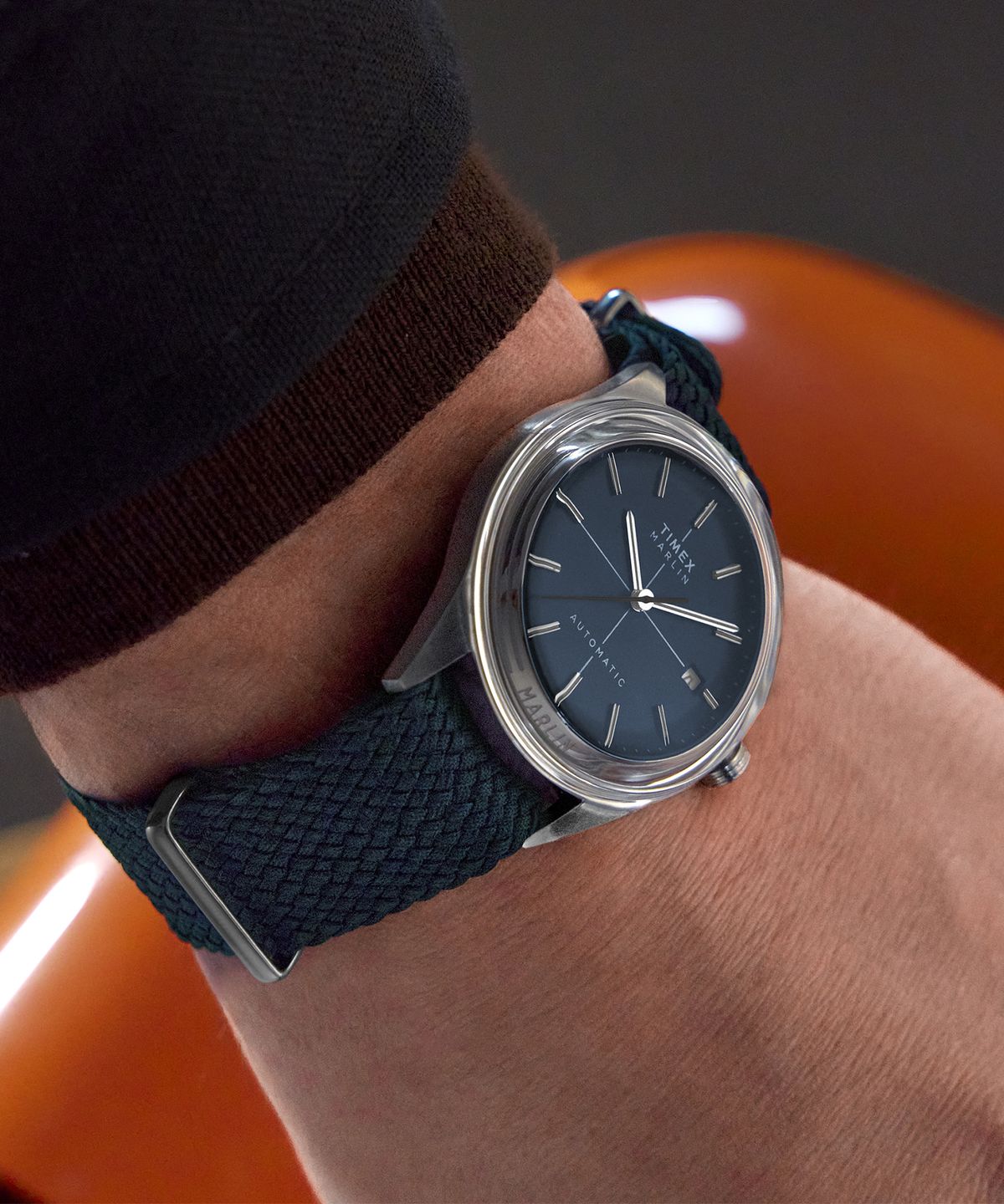 타이맥스(TIMEX) 멀린 젯 오토매틱 헤잘라이트 클래식 네이비 손목시계 38mm