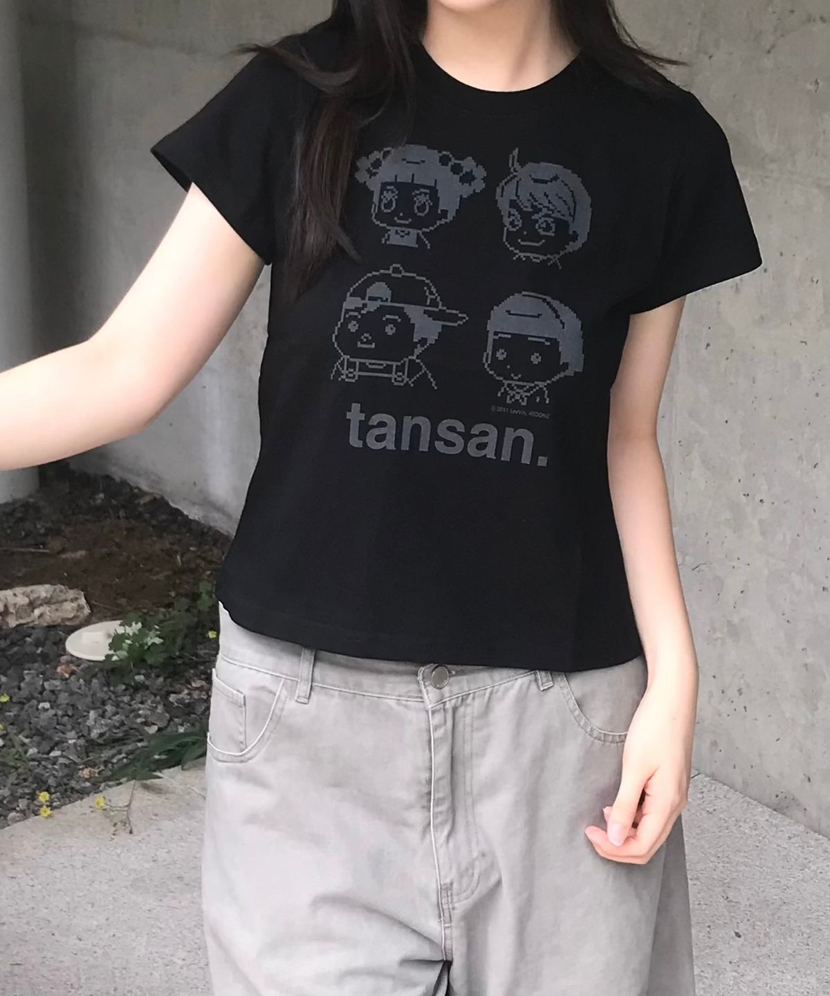 탄산마그네슘(TANSANMAGNESIUM) 안녕자두야X탄산 프렌즈 픽셀 티셔츠 (블랙)