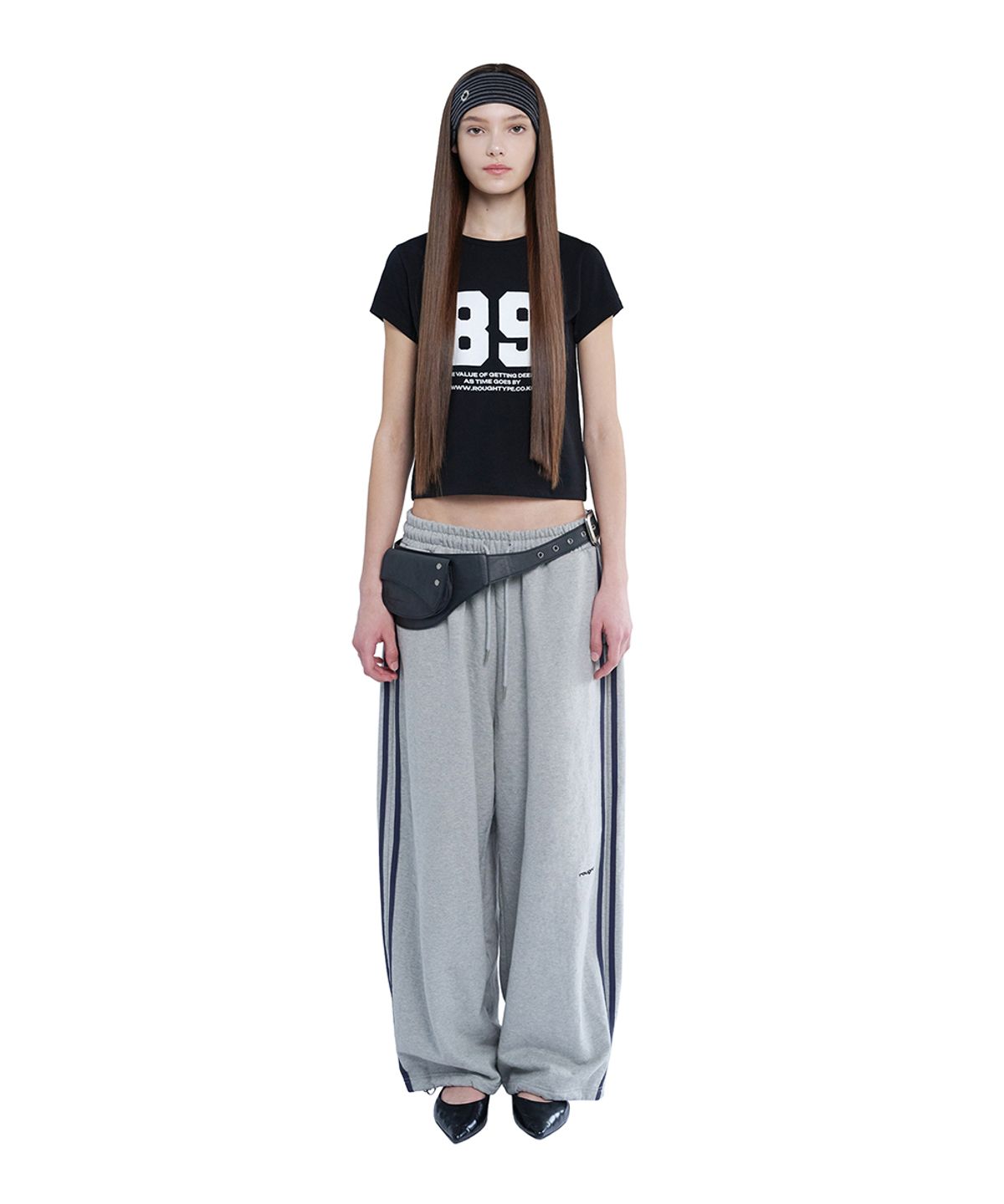 로타입(ROUGHTYPE) Double Stripe Hairband - Black