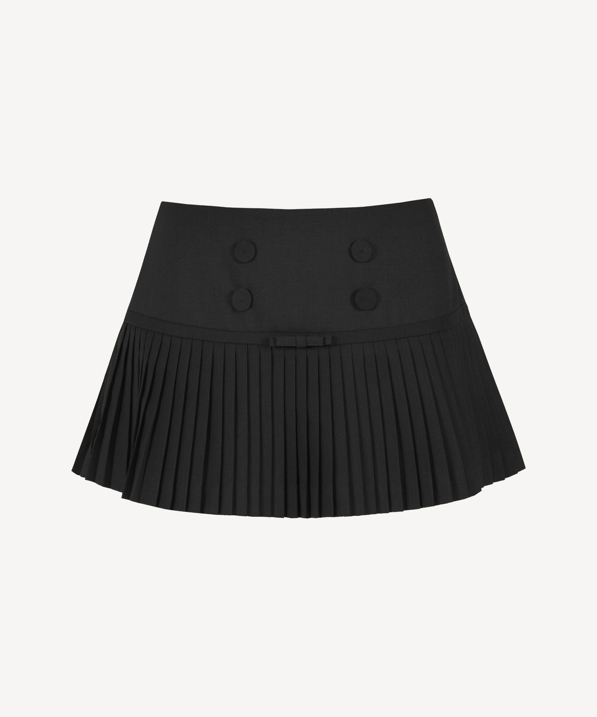 위스페어리(WHISFAIRY) Classic Ribbon Pleated Skirt - BLACK