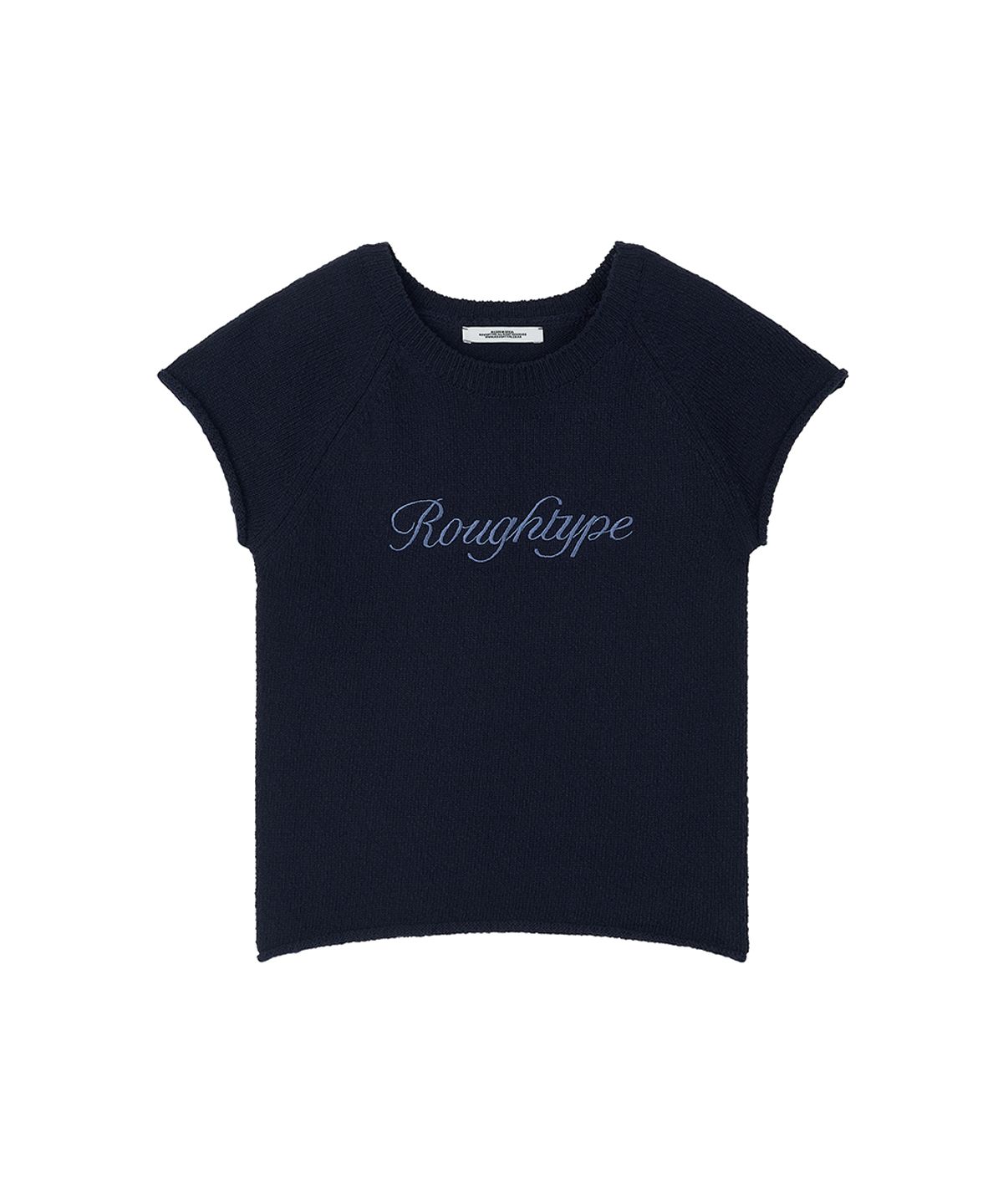 로타입(ROUGHTYPE) Lettering Logo Short-sleeved Knit - Navy