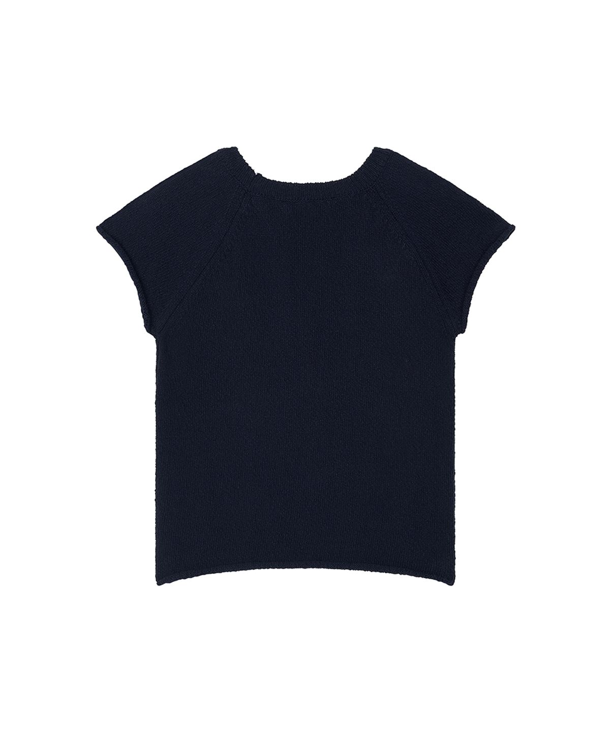 로타입(ROUGHTYPE) Lettering Logo Short-sleeved Knit - Navy
