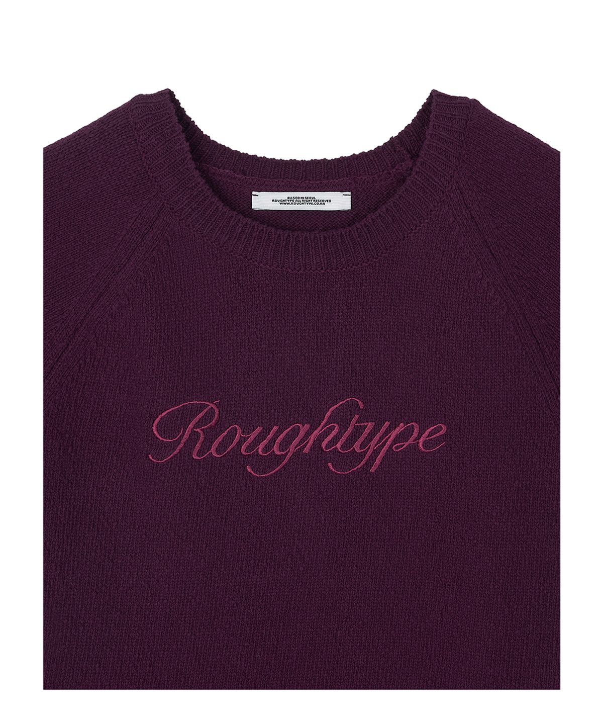 로타입(ROUGHTYPE) Lettering Logo Short-sleeved Knit - Purple