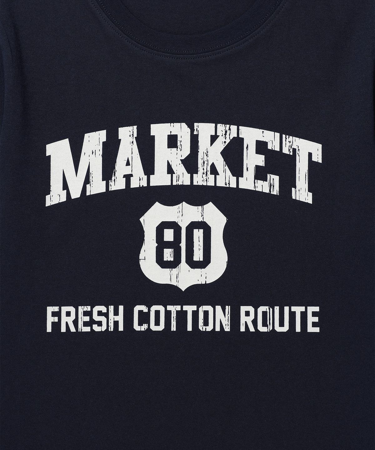 킴스 프레시 코튼 마켓(KIMS FRESH COTTON MARKET) 마켓 컬리지 티셔츠 네이비