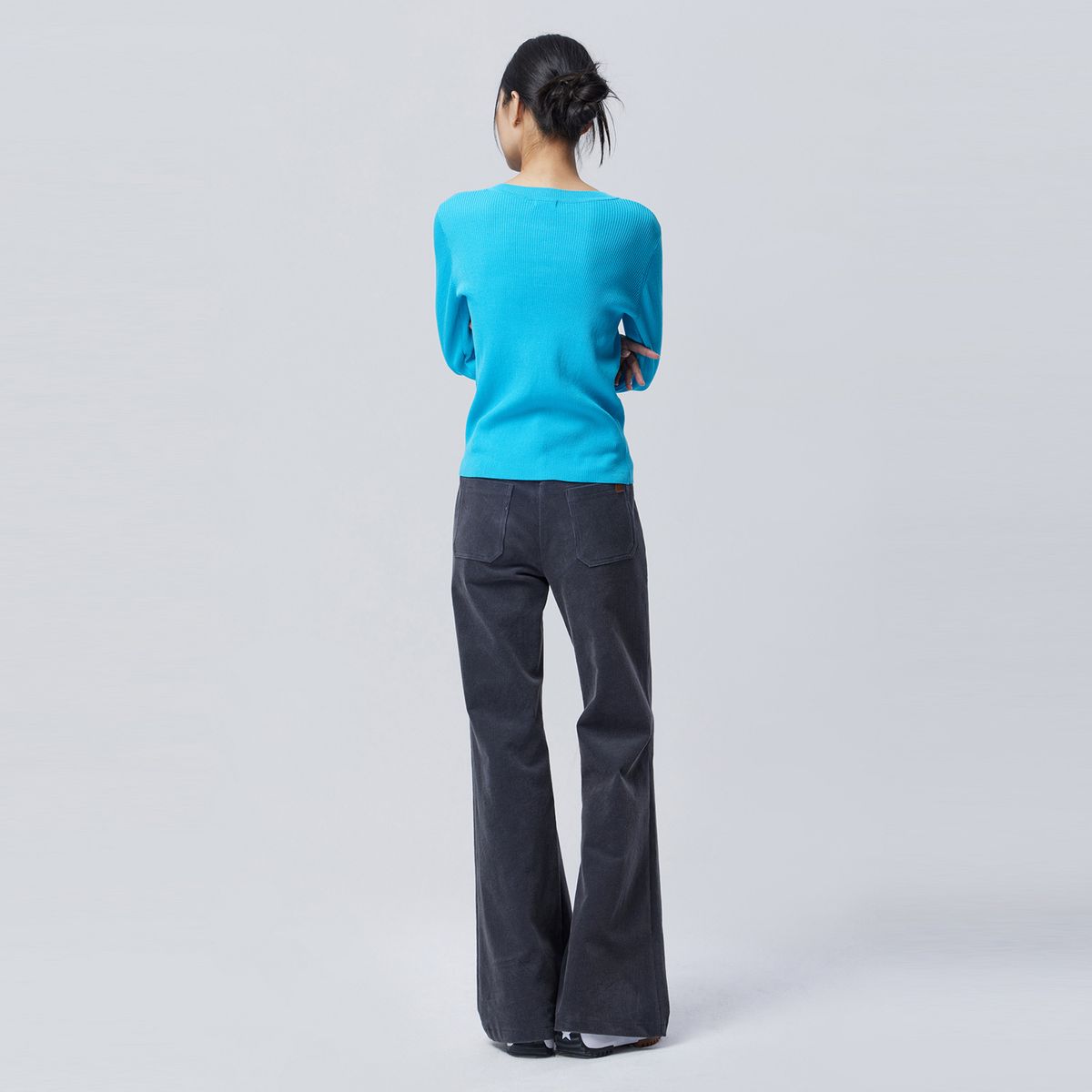 베네통(BENETTON) 컬러 블록 골지 니트_BAKPE2611BL