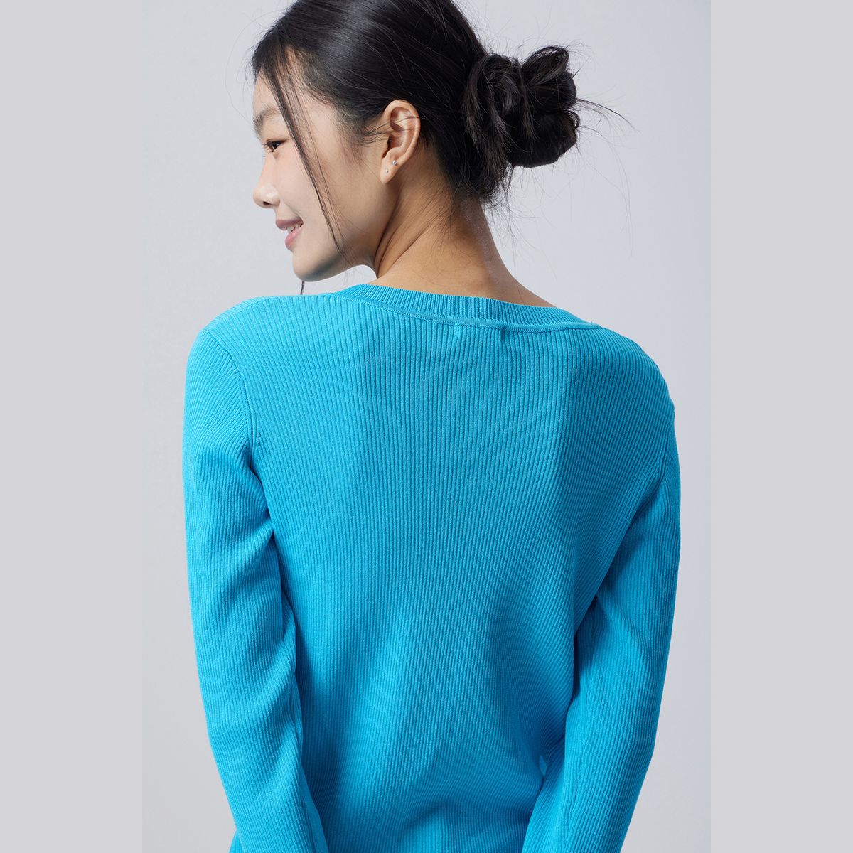 베네통(BENETTON) 컬러 블록 골지 니트_BAKPE2611BL