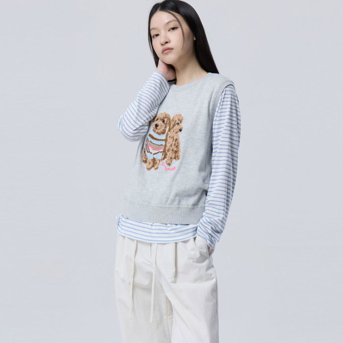 베네통(BENETTON) 퍼피 크로셰 니트 베스트_BAKV06611MG