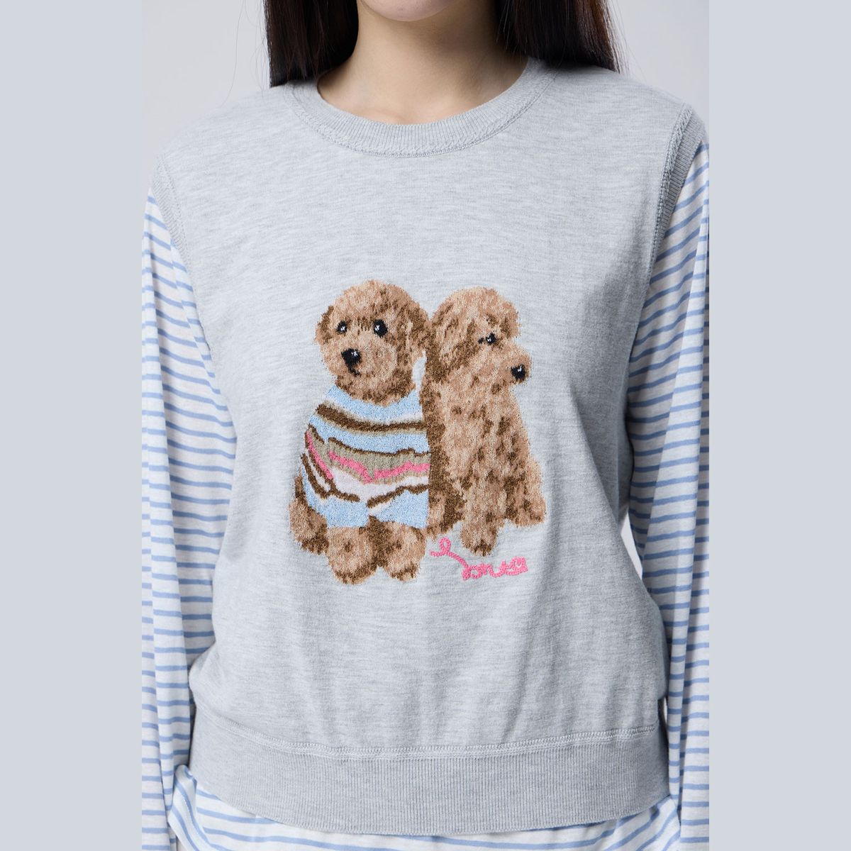 베네통(BENETTON) 퍼피 크로셰 니트 베스트_BAKV06611MG