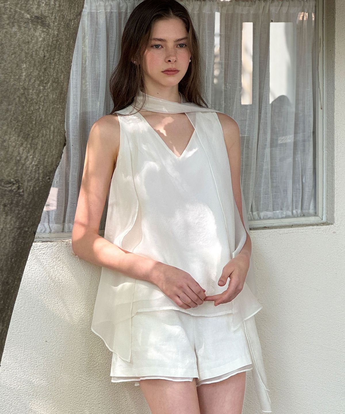 로트르드민(LAUTREDE MIN) Tilda tied Ivory Blouse