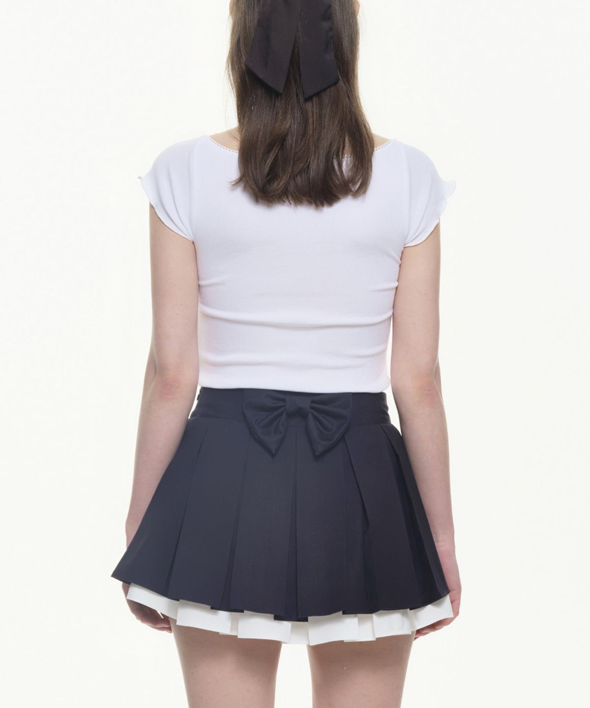 위스페어리(WHISFAIRY) Piano Ribbon Skirt - NAVY