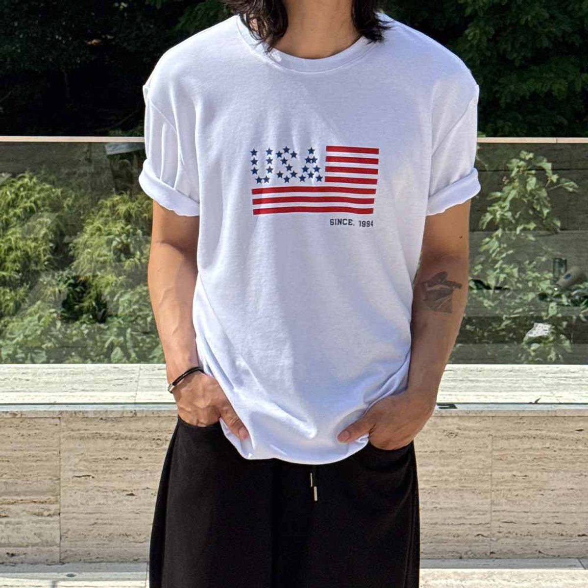 바이모노(BYMONO) [빅사이즈 S-8XL] 쏙쏙숨티 U.S.A 자동넣입 반팔티