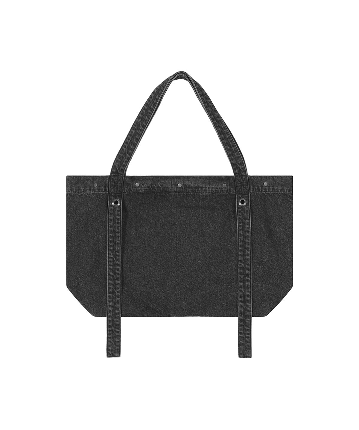 트리밍버드(TREEMINGBIRD) Washed Denim Logo Tote Bag [ Black ]