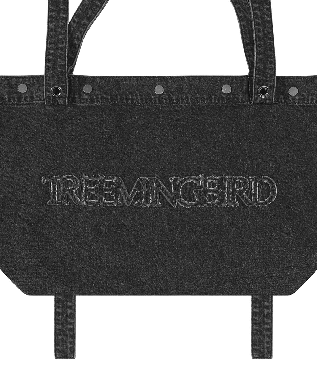 트리밍버드(TREEMINGBIRD) Washed Denim Logo Tote Bag [ Black ]