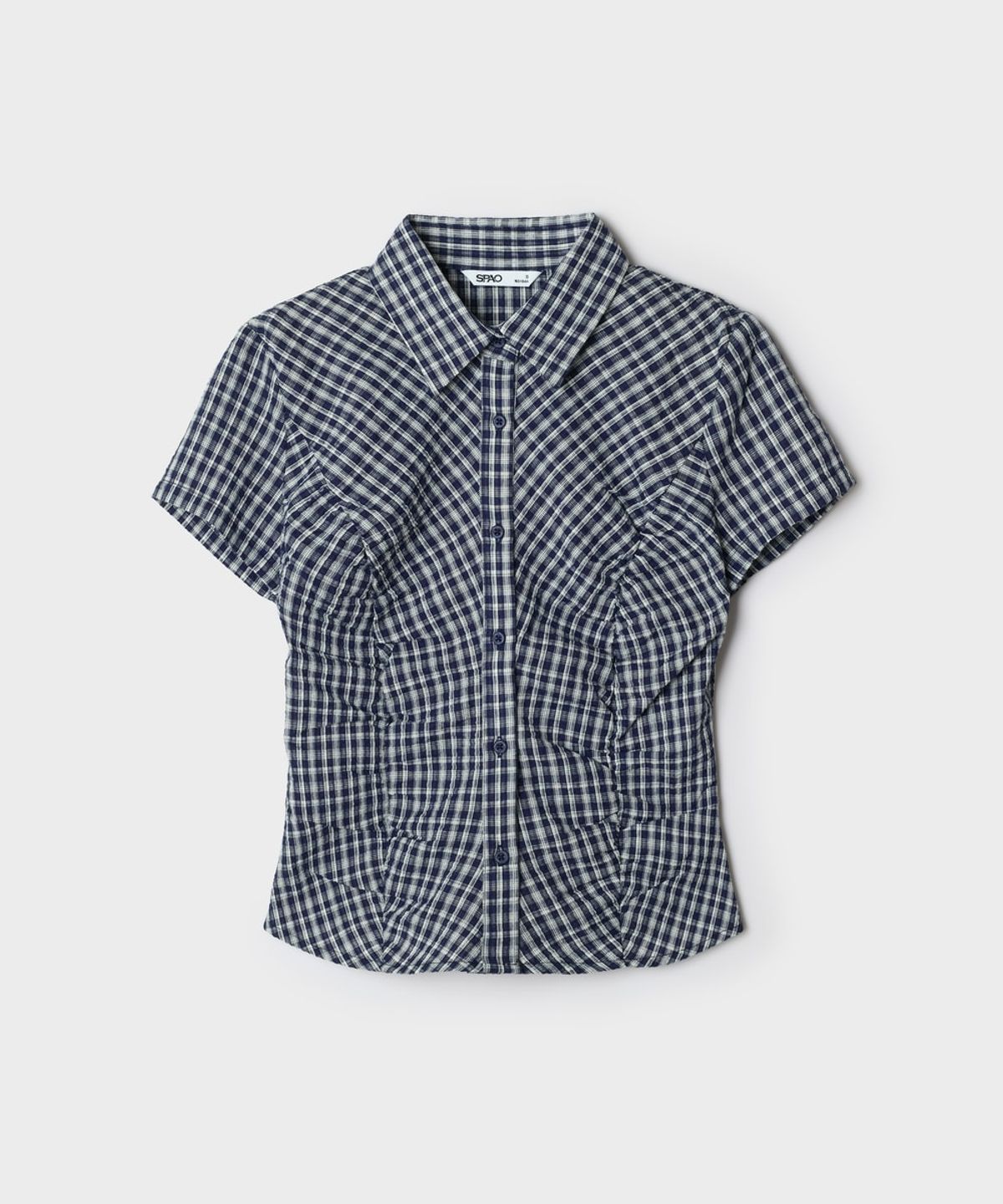 스파오(SPAO) 체크 슬림핏 반팔 셔츠 (RE)_SPYCG37G51