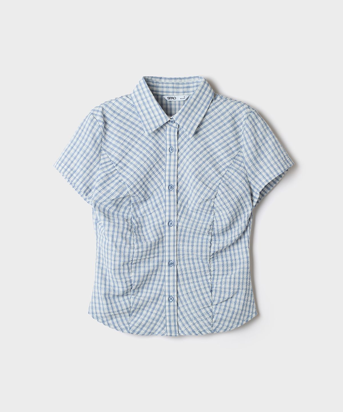 스파오(SPAO) 체크 슬림핏 반팔 셔츠 (RE)_SPYCG37G51